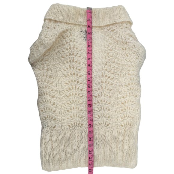 H&M Light Cream Lacey Pattern Cardigan Hand Knitted Acrylic, Mohair, Wool Size S - Picture 13 of 13